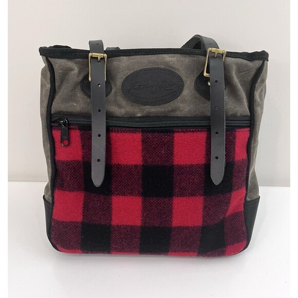 Frost River Temperence Tote Red Plaid Canvas Leather Bag - Picture 2 of 11
